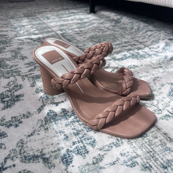 Dolce Vita Braided Nude Block Heel Sandals - Picture 1 of 5